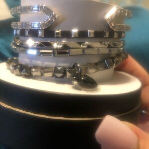 Hematite and Silver Plated Bracelet